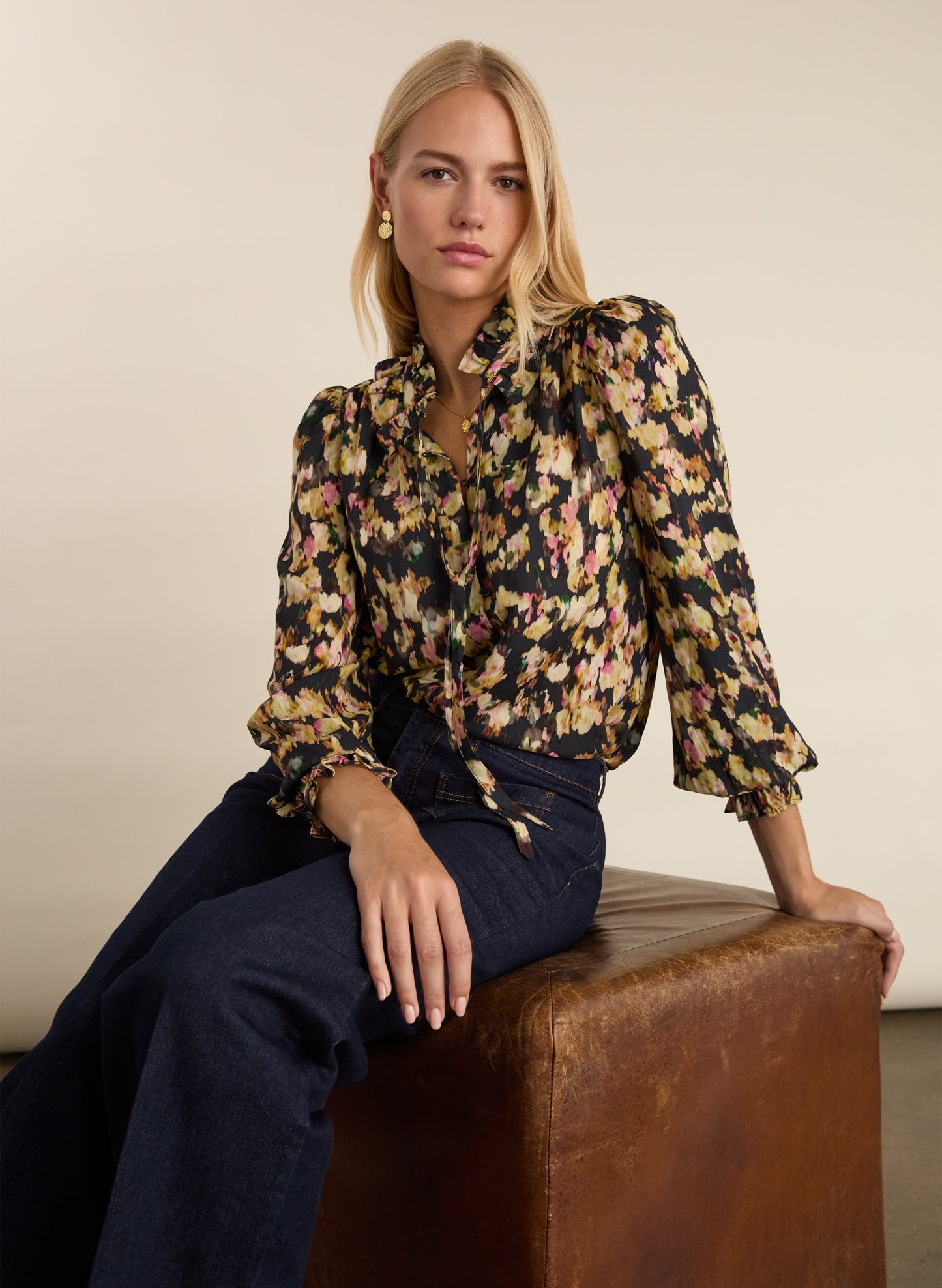 Eve Printed Blouse / Navy Blossom