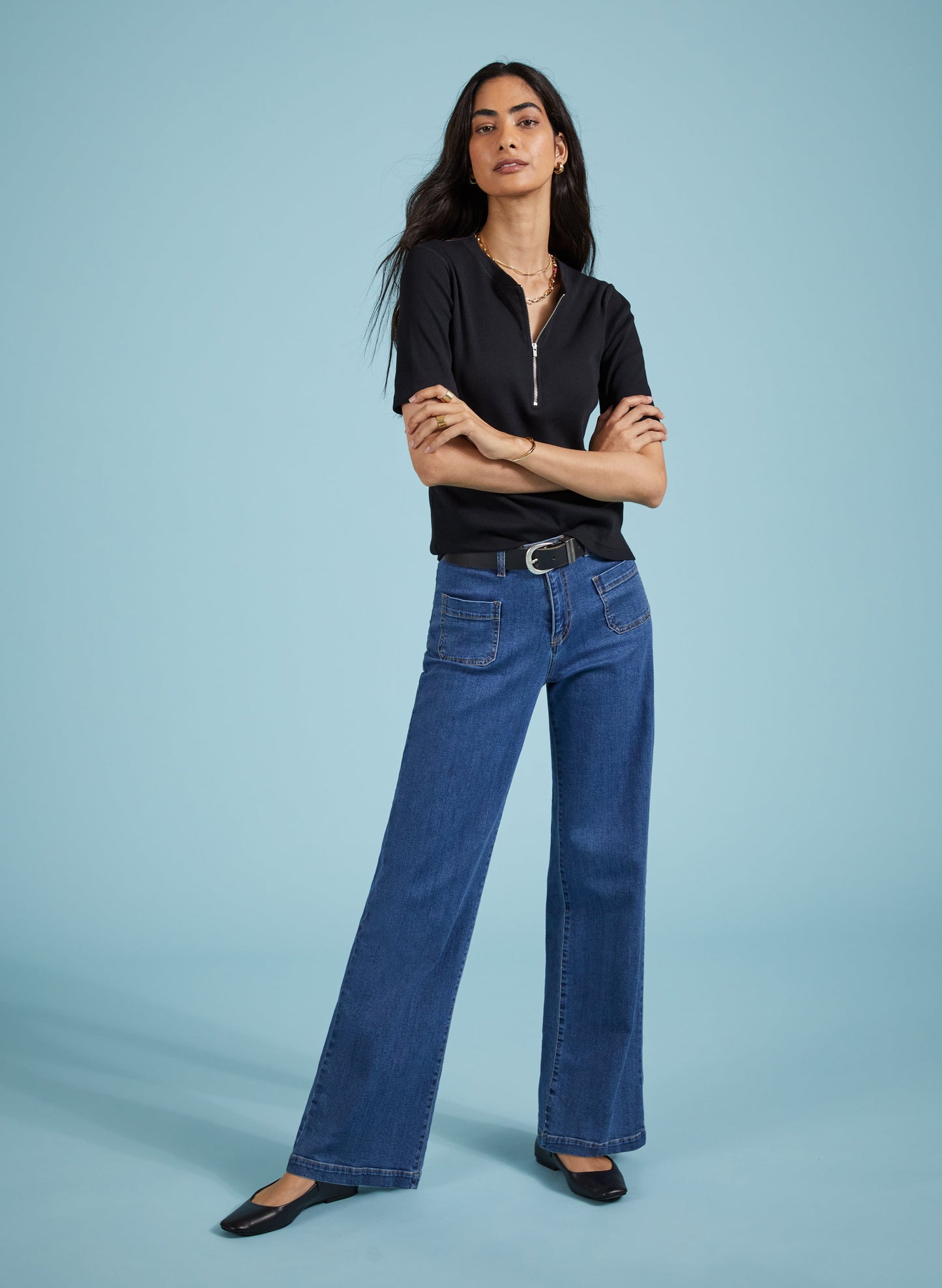 Lou Organic Cotton Stretch Jeans - Petite Washed Indigo