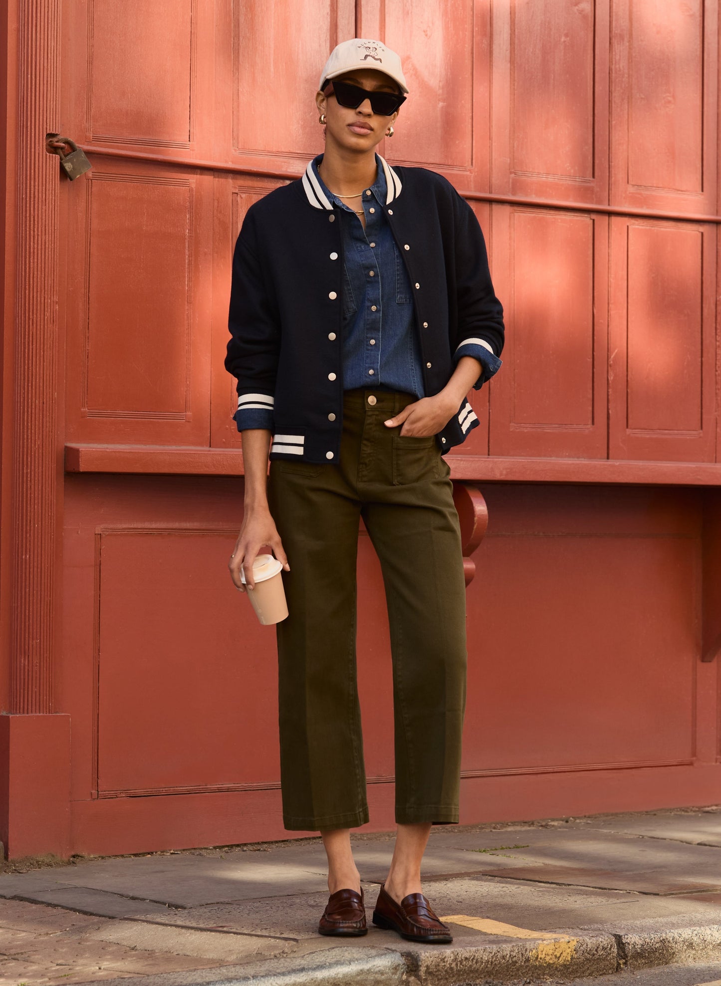 Jena Organic Cotton Stretch Wide Crop Jeans / Dark Olive