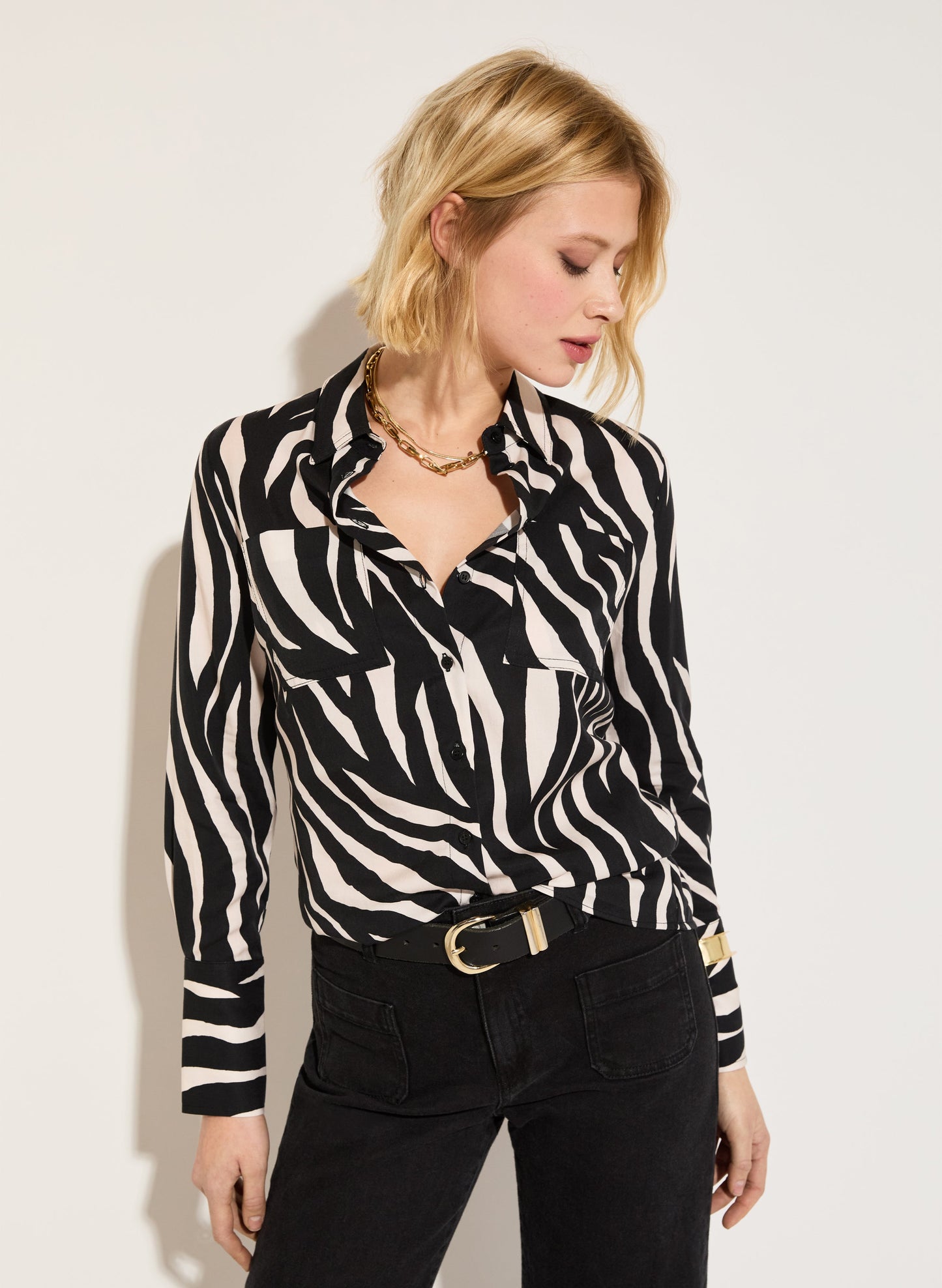 Kamilah Shirt with Tencel / Black Zebra