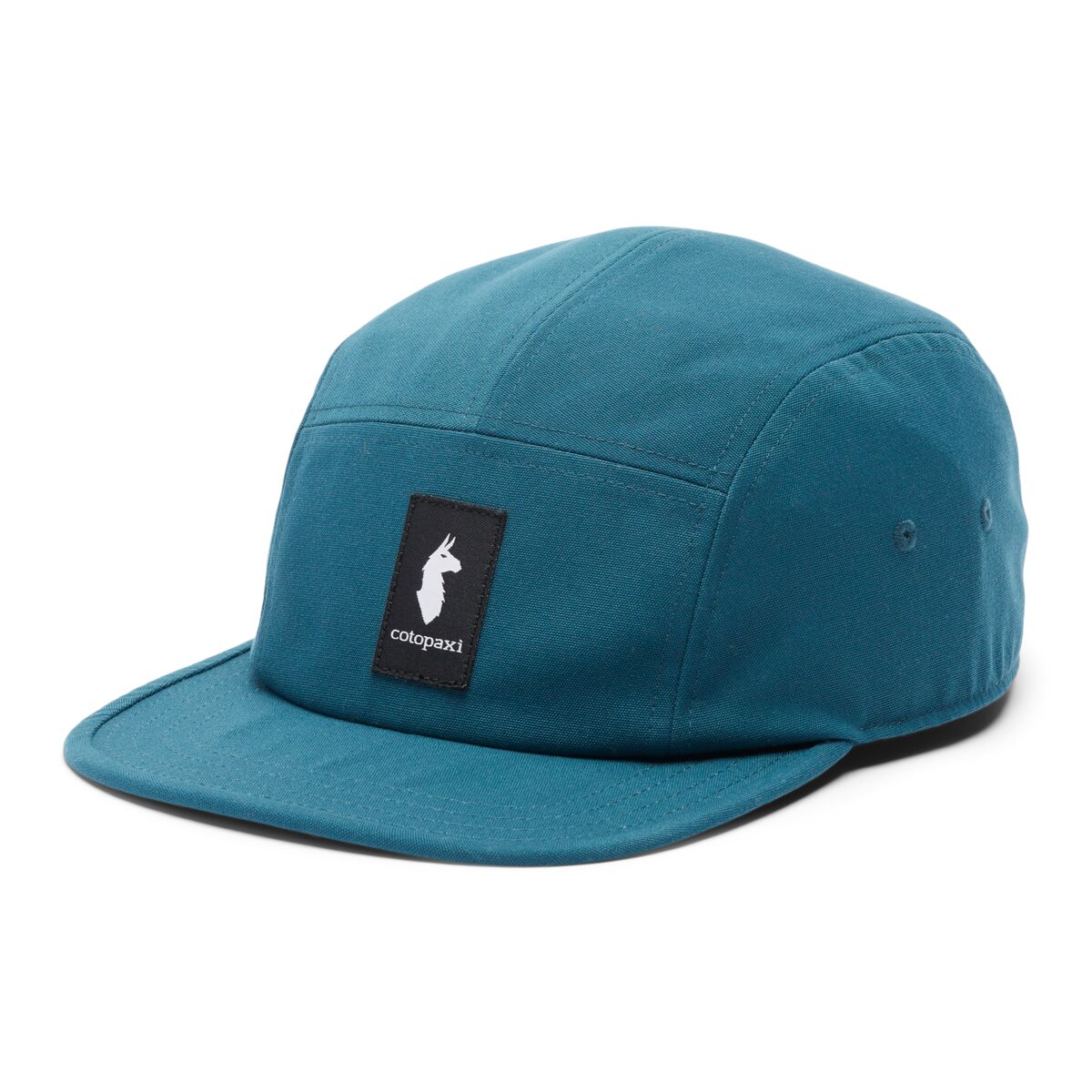 Teal baseball cap with Cotopaxi logo patch.