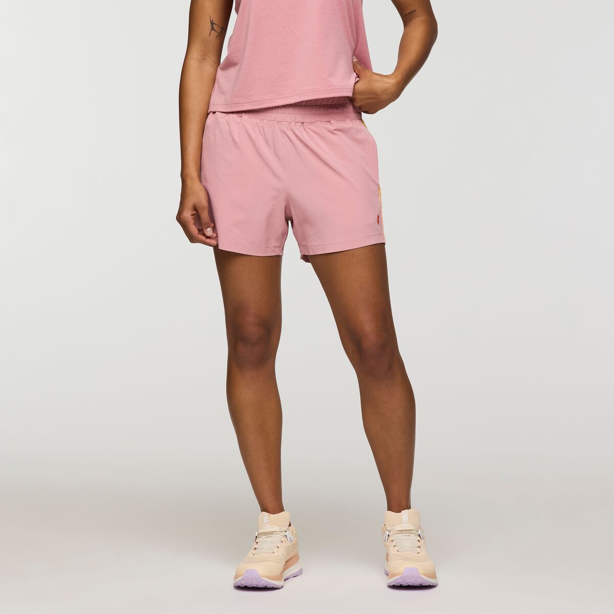 Soft pink hiking shorts by Cotopaxi.