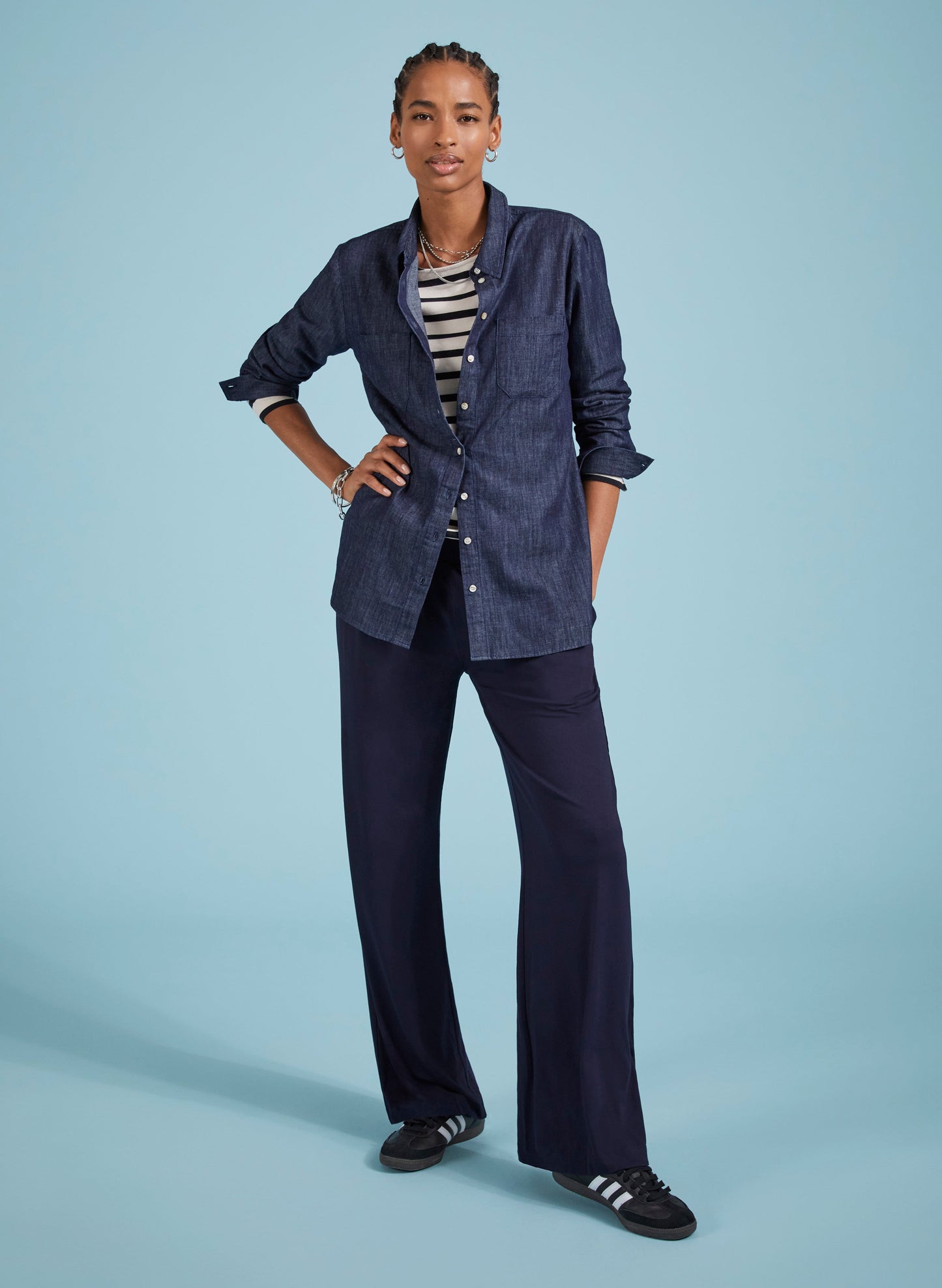 Palazzo Trousers / Classic Navy