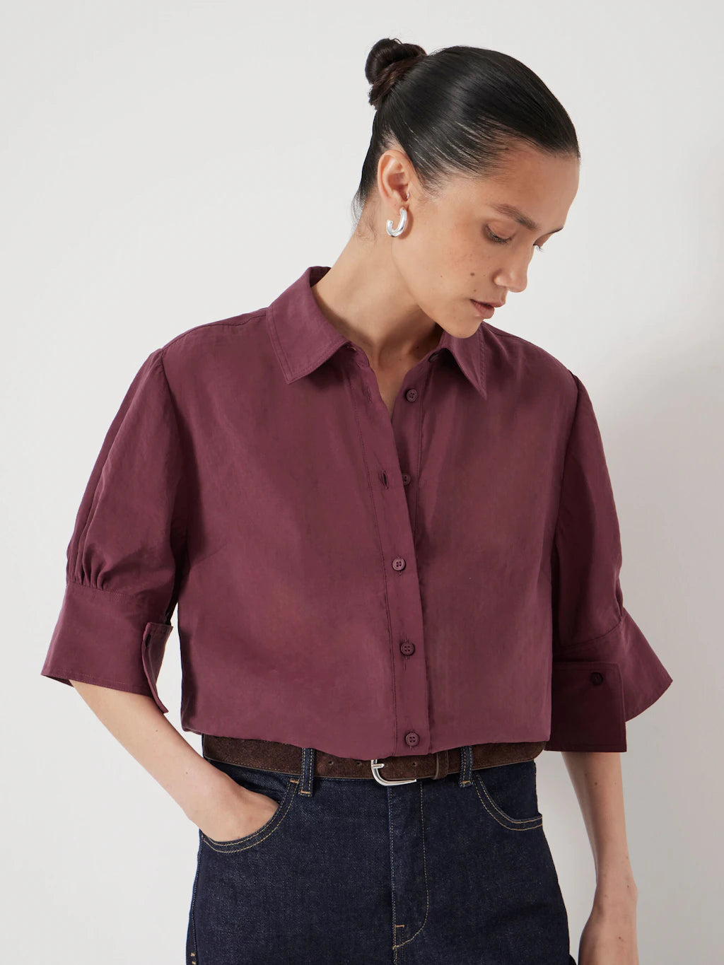 Laila Short Sleeve Shirt - Burgundy Purple