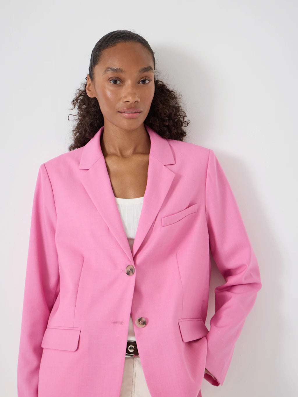 Bel Relaxed Wool Blend Lined Blazer - Pink
