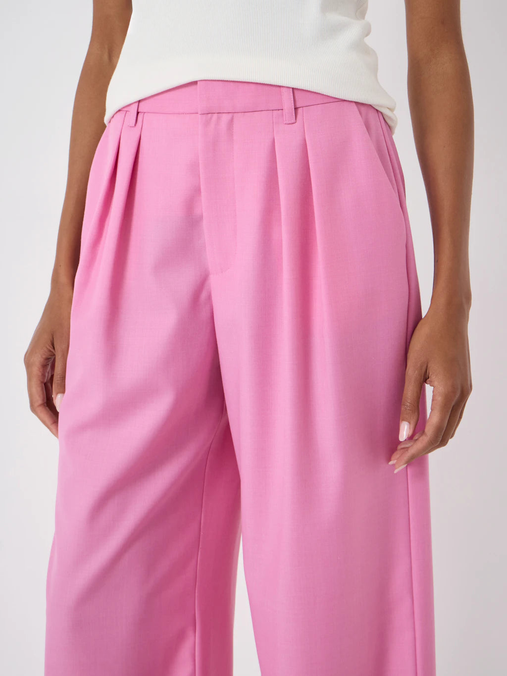 Lya Wool Blend Wide Leg Trousers - Pink