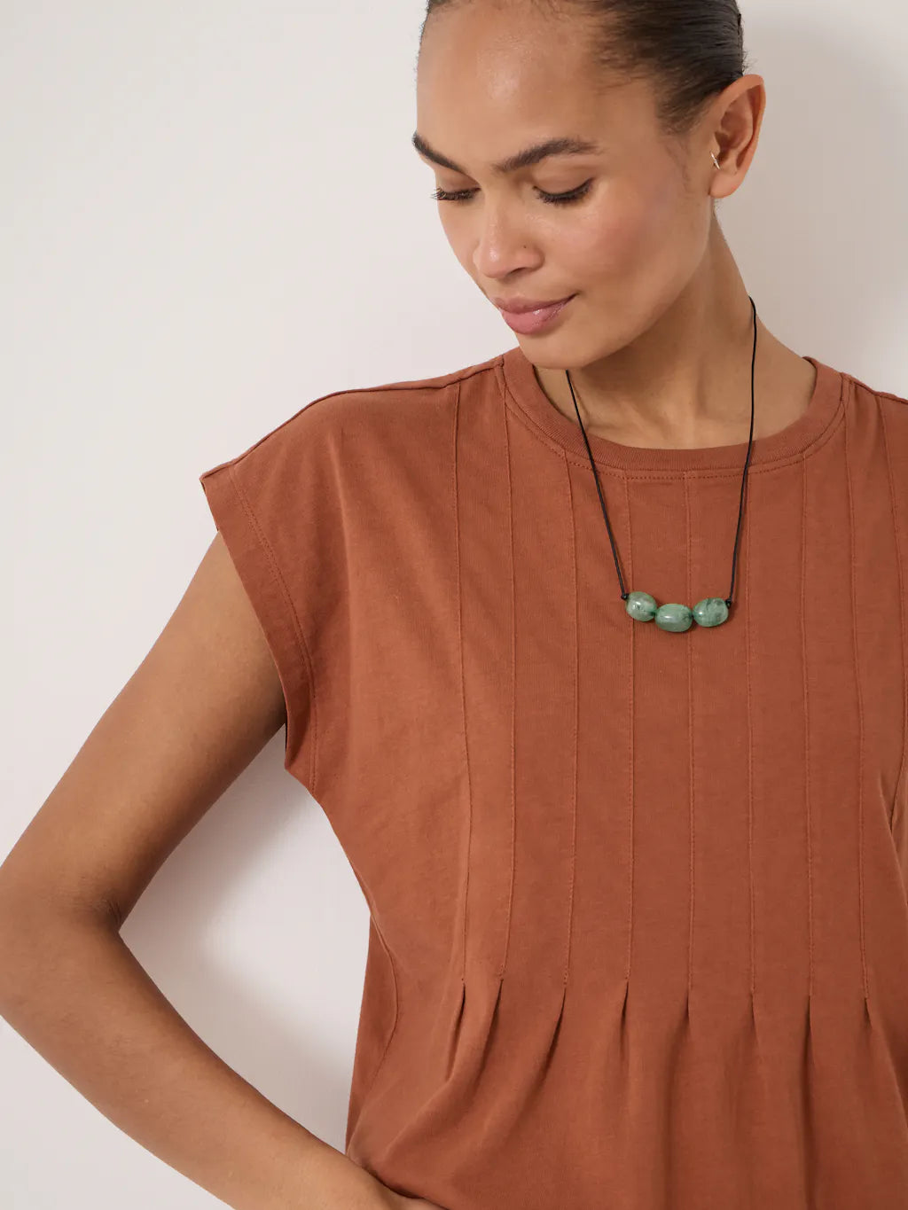 Ellery Pleat Release T-Shirt - Terracotta Brown