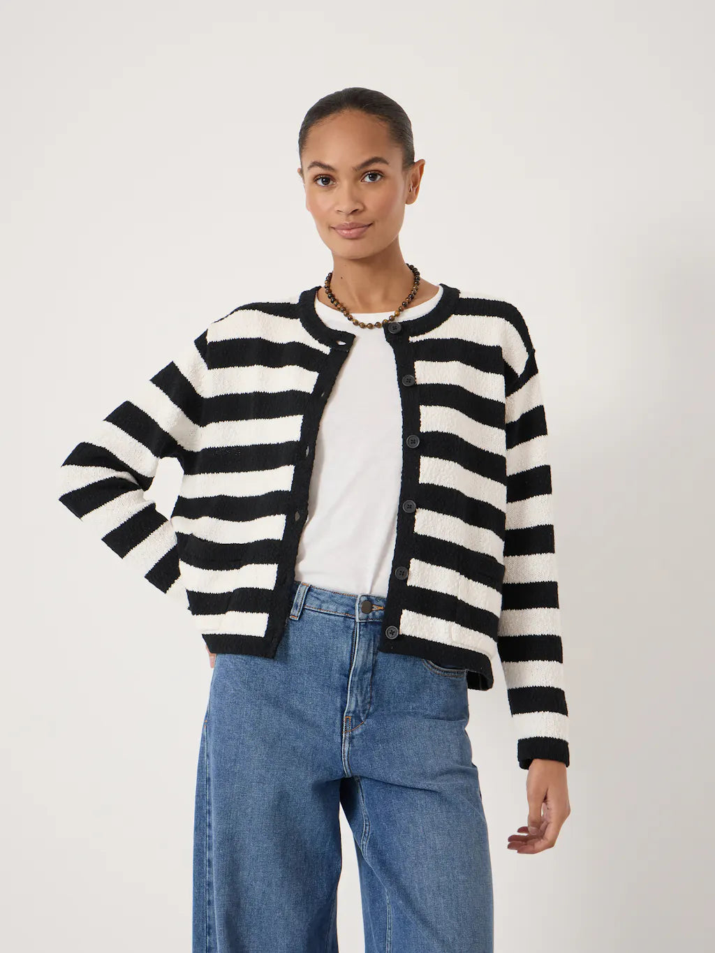 Tess Textured Cotton Blend Cardigan - Black