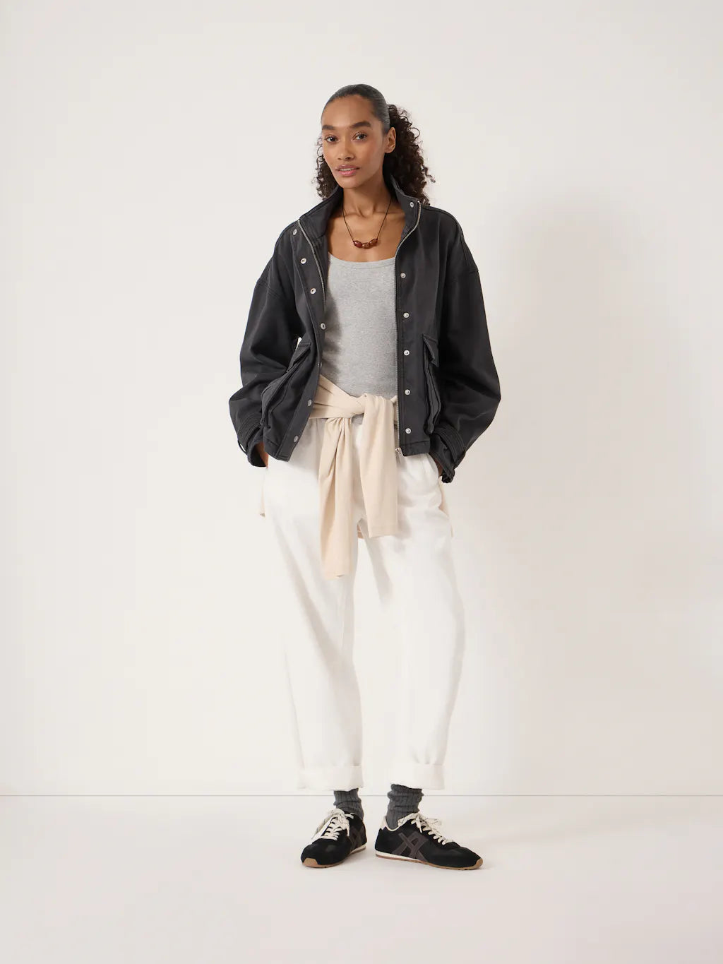 Melinda Supersoft Funnel Neck Jacket - Washed Black