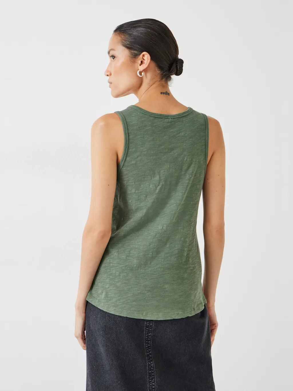 Cotton Slub Tank Top - Khaki Green