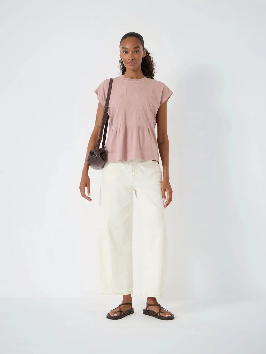 Ellery Pleat Release T-Shirt - Ash Rose