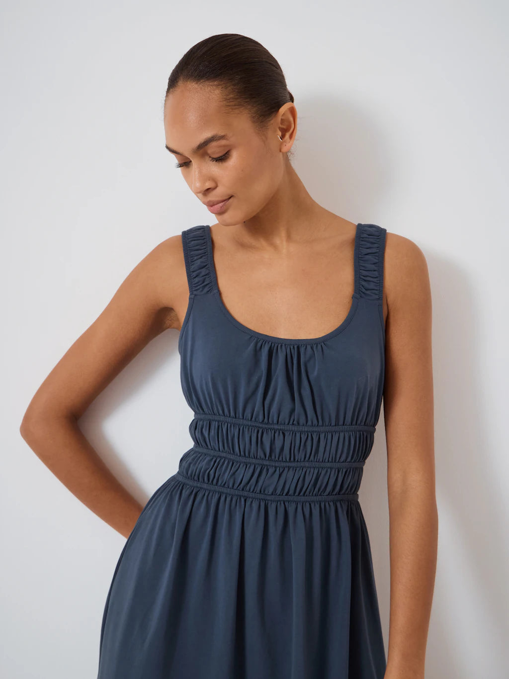 Mirelle Jersey Gathered Strap Maxi Dress - Navy