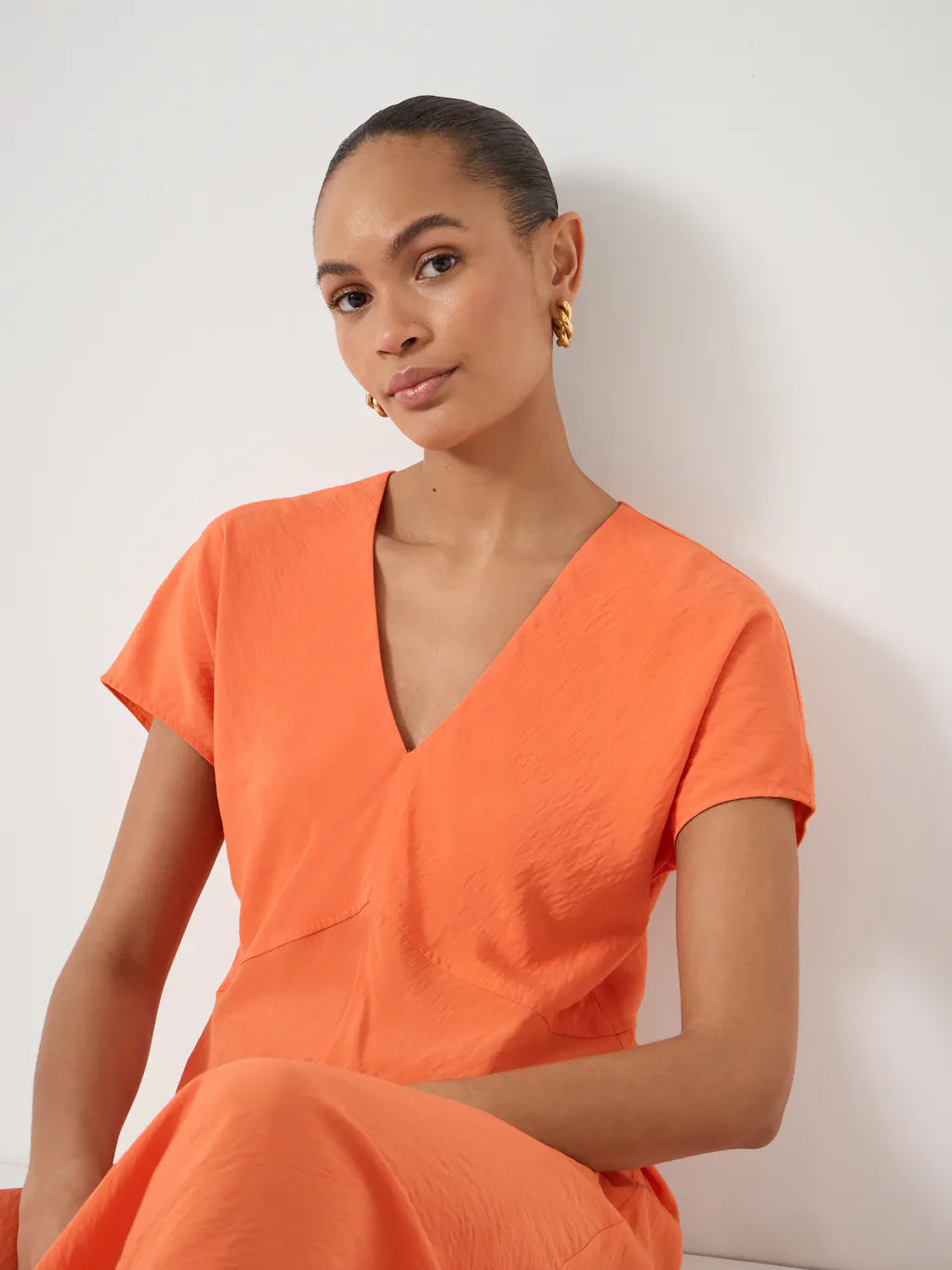 Grace Air Flow V-Neck Maxi Dress - Bright Orange