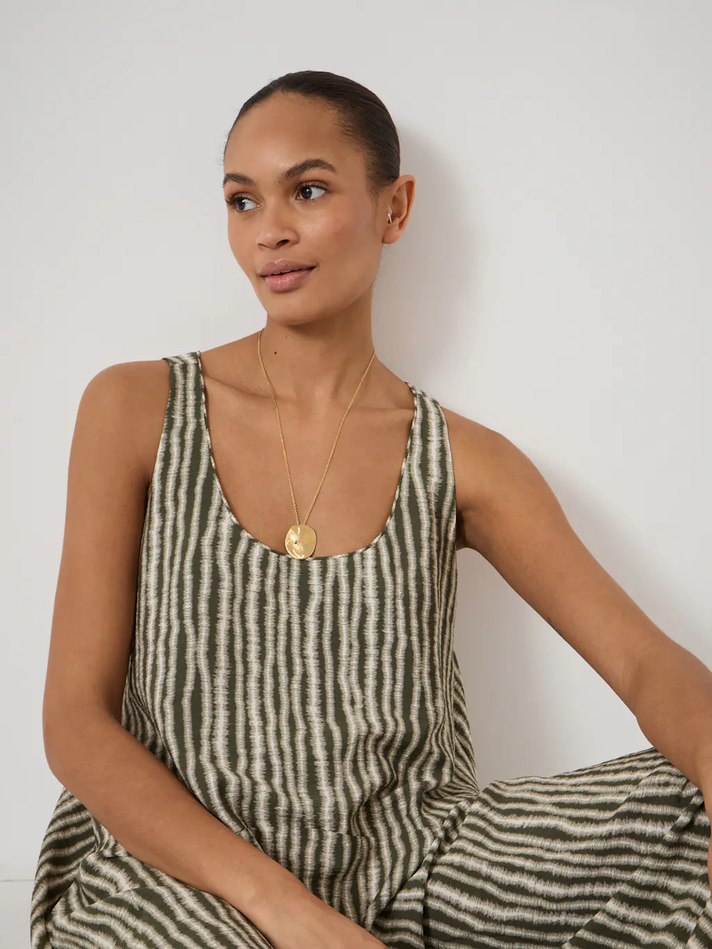 Liddie Air Flow Barrel Tank Dress - Blurred Lines/Green