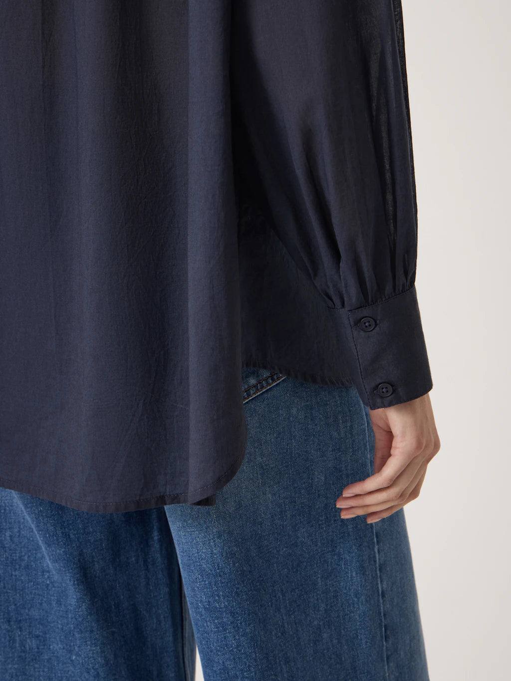 Dakota Cotton Voile Shirt - Navy