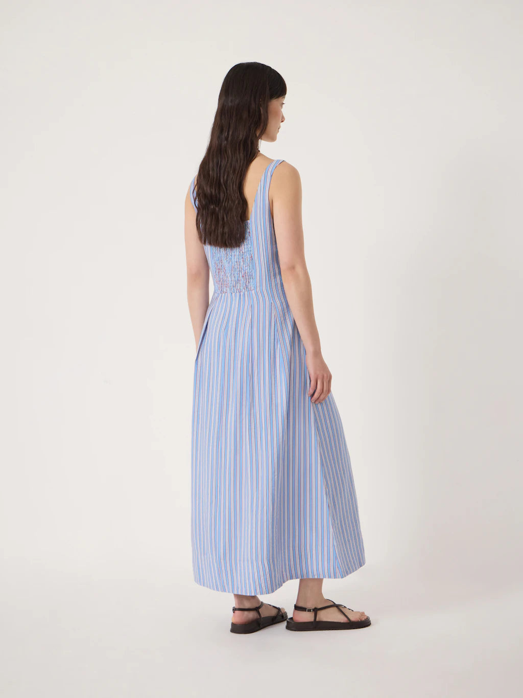 Sephy Pleat Release Dress - Stripe Red & Blue