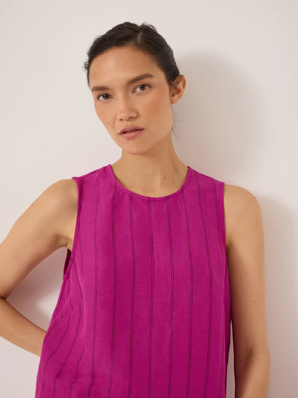 Vera Stripe Linen Blend Shell Top