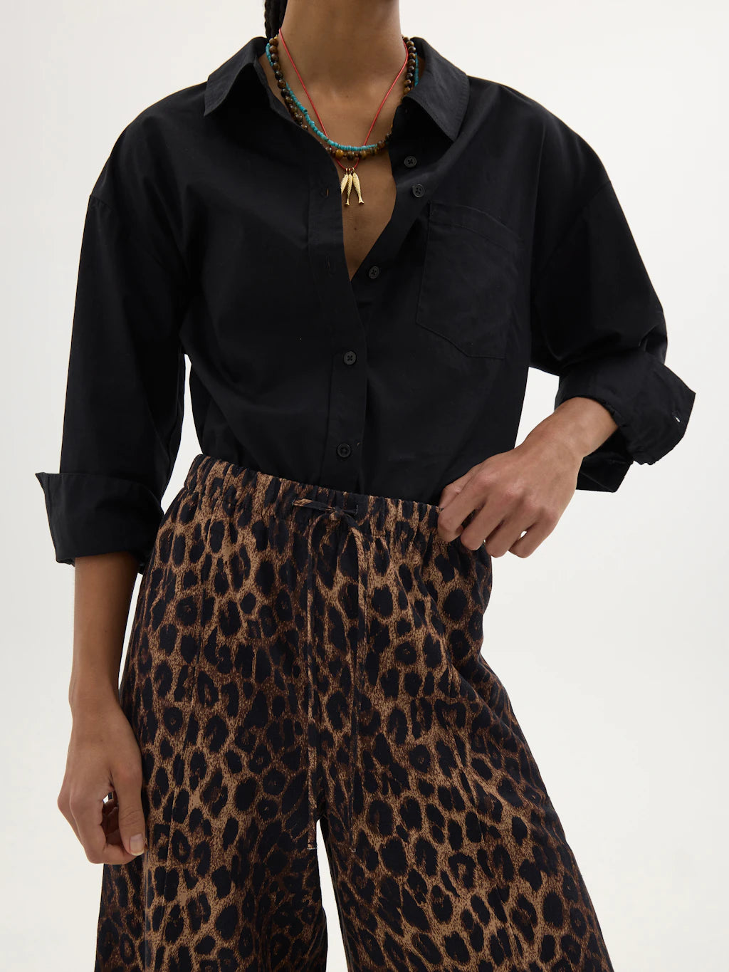 Petunia Linen Blend Leopard Print Trousers - Natural Leopard Brown