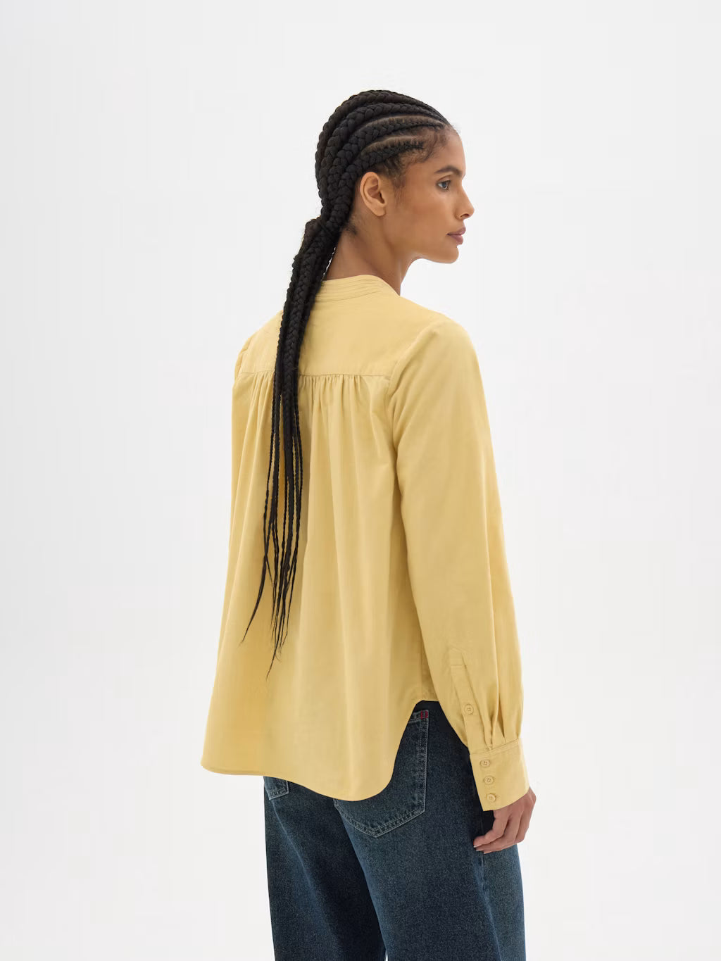 Cyra Long Sleeve Corduroy Blouse - Butter Lemon