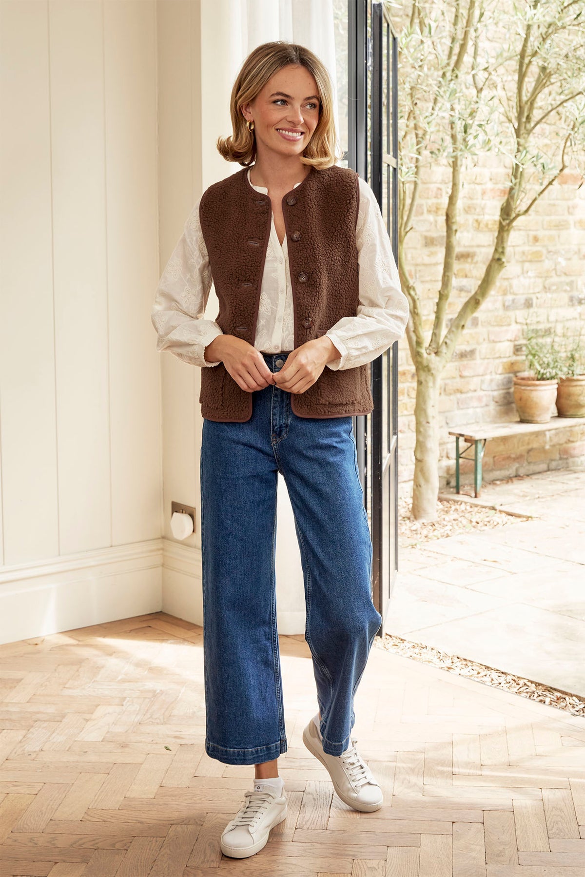 Borg Wool Blend Gilet - Chocolate