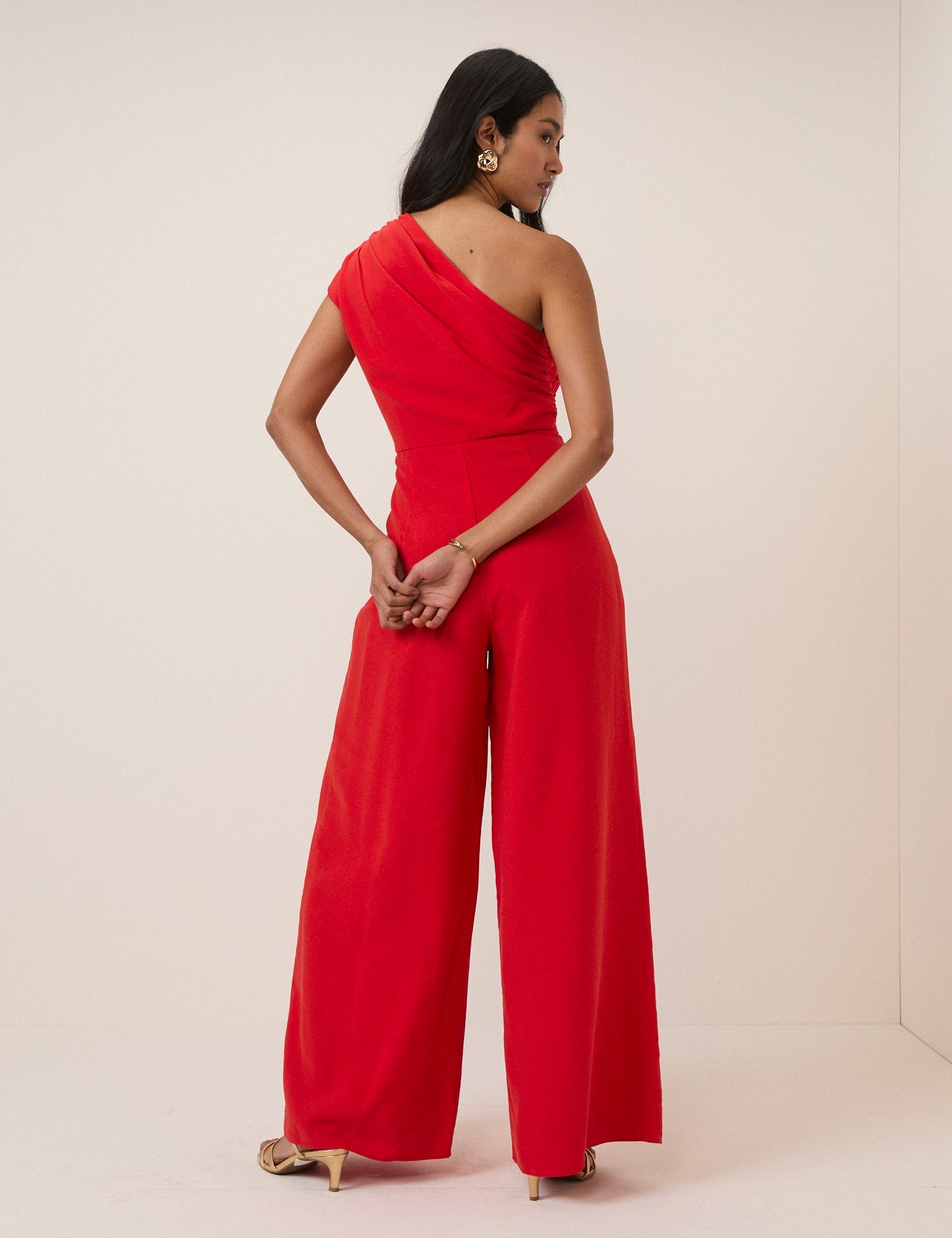 Red One Shoulder Sanaria Jumpsuit