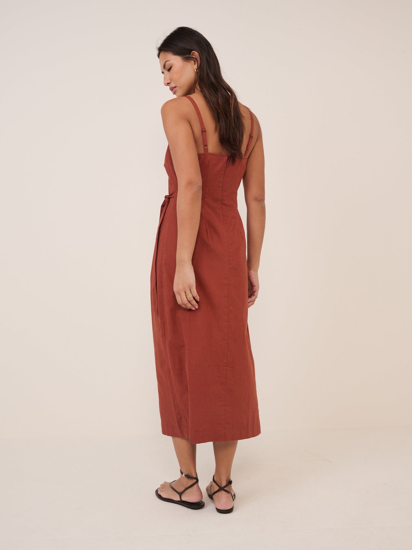 Rust Red Kourtney Midi Dress