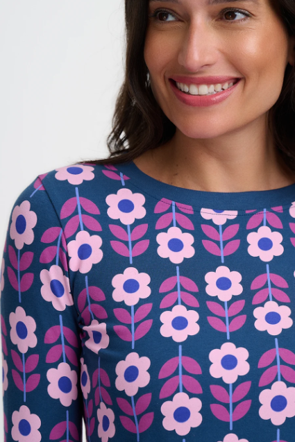 Josie Jersey Top - Teal Floral