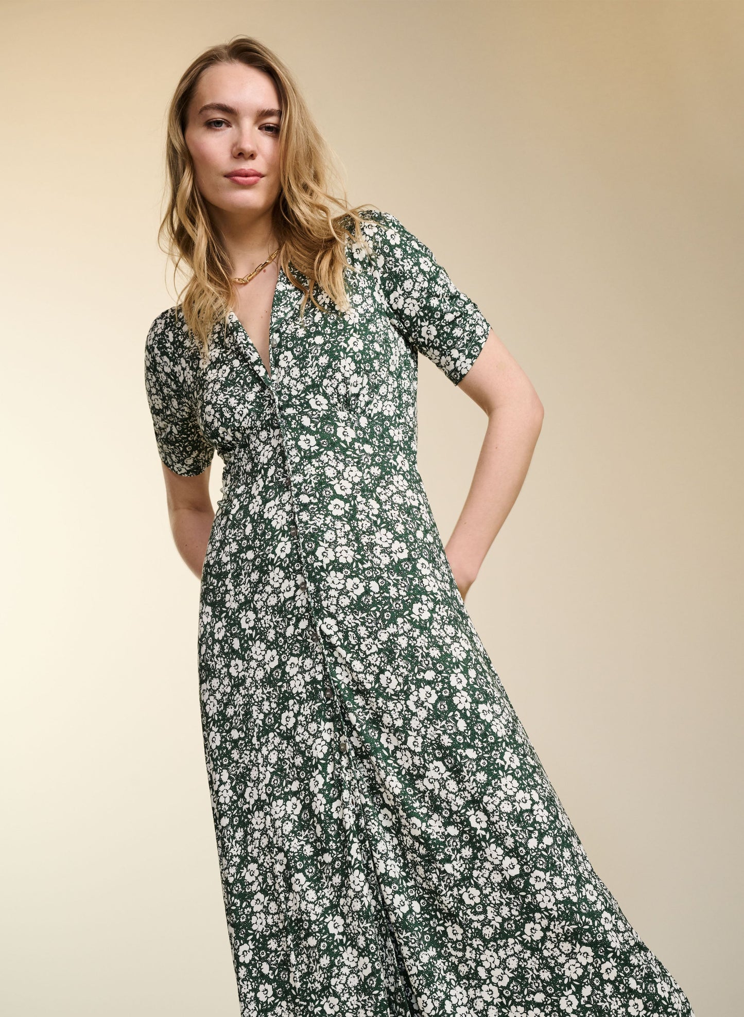 Sabine Dress Forest Ditsy
