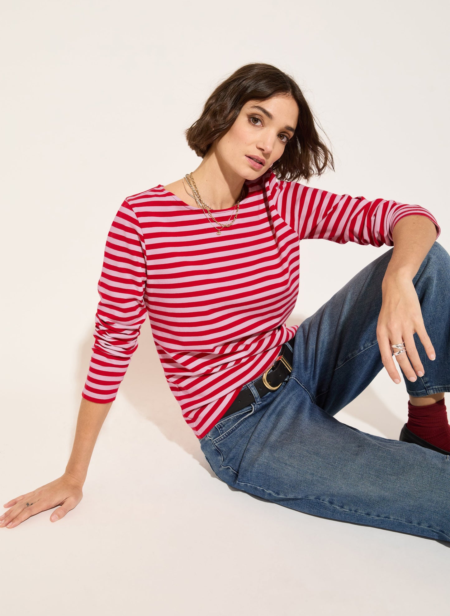 Ama Organic Cotton Top / Red & Pink