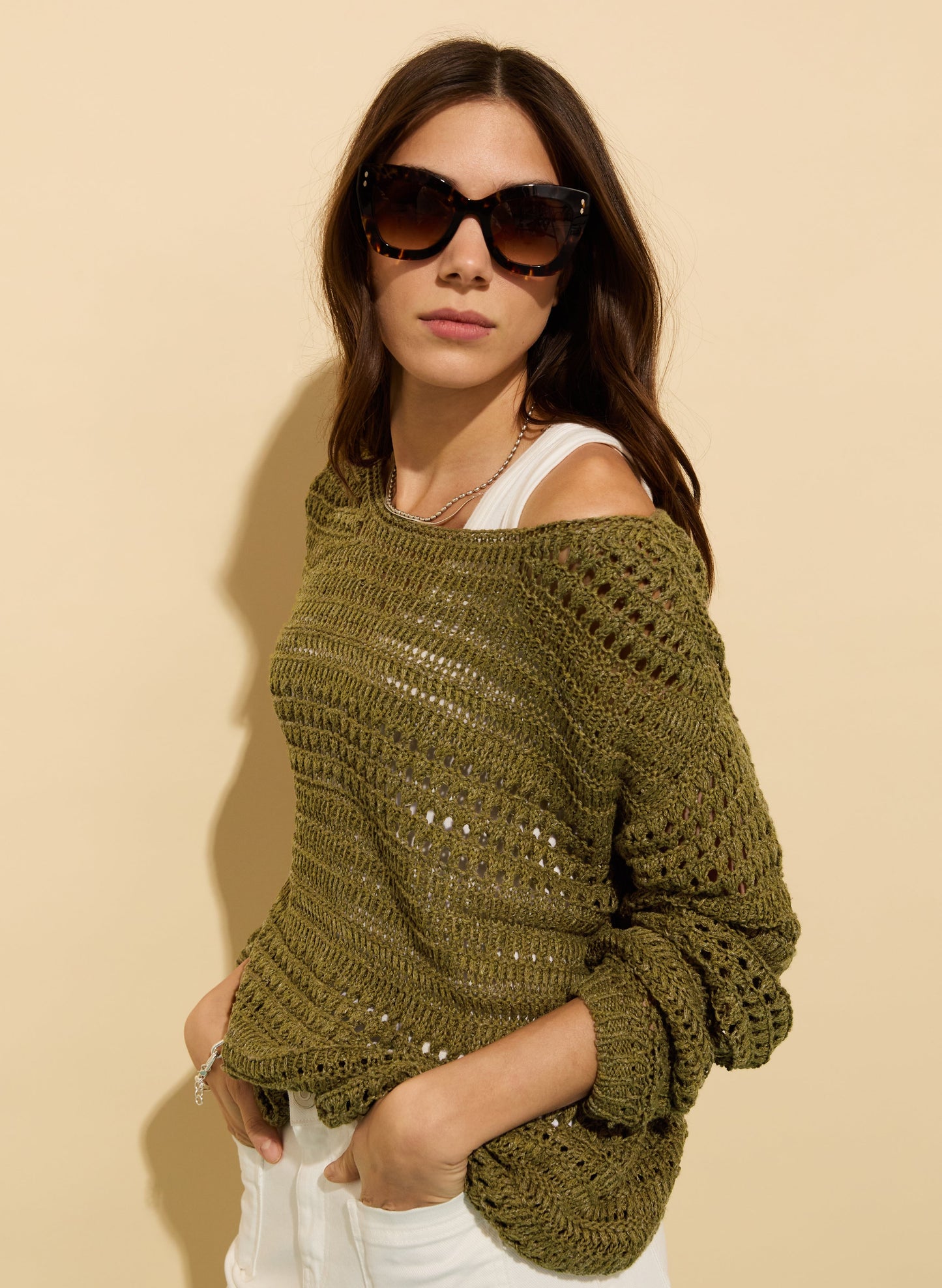 Ellinor European Flax Blend Jumper / Light Olive