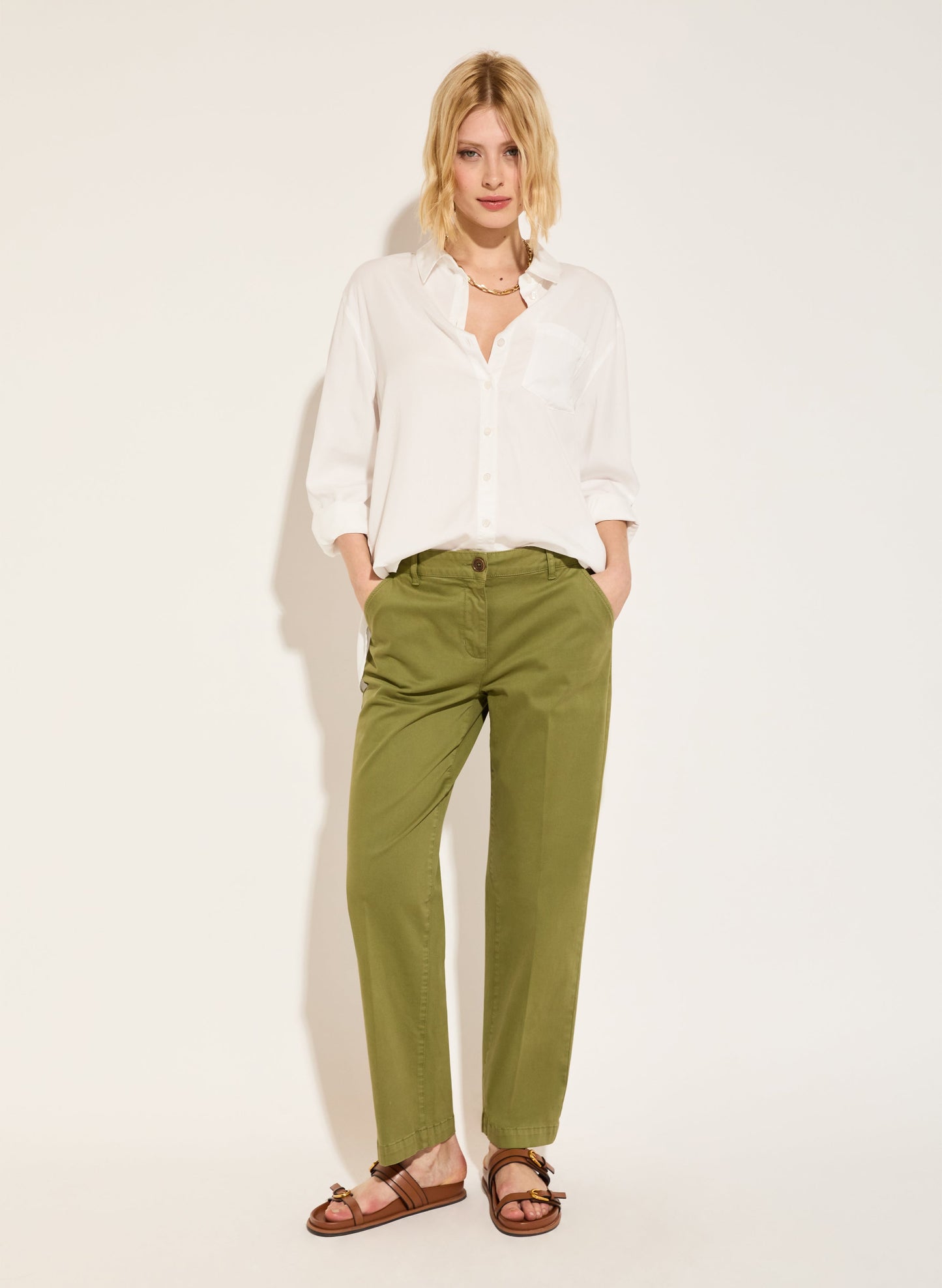 Linnea Organic Cotton Chinos / Light Olive