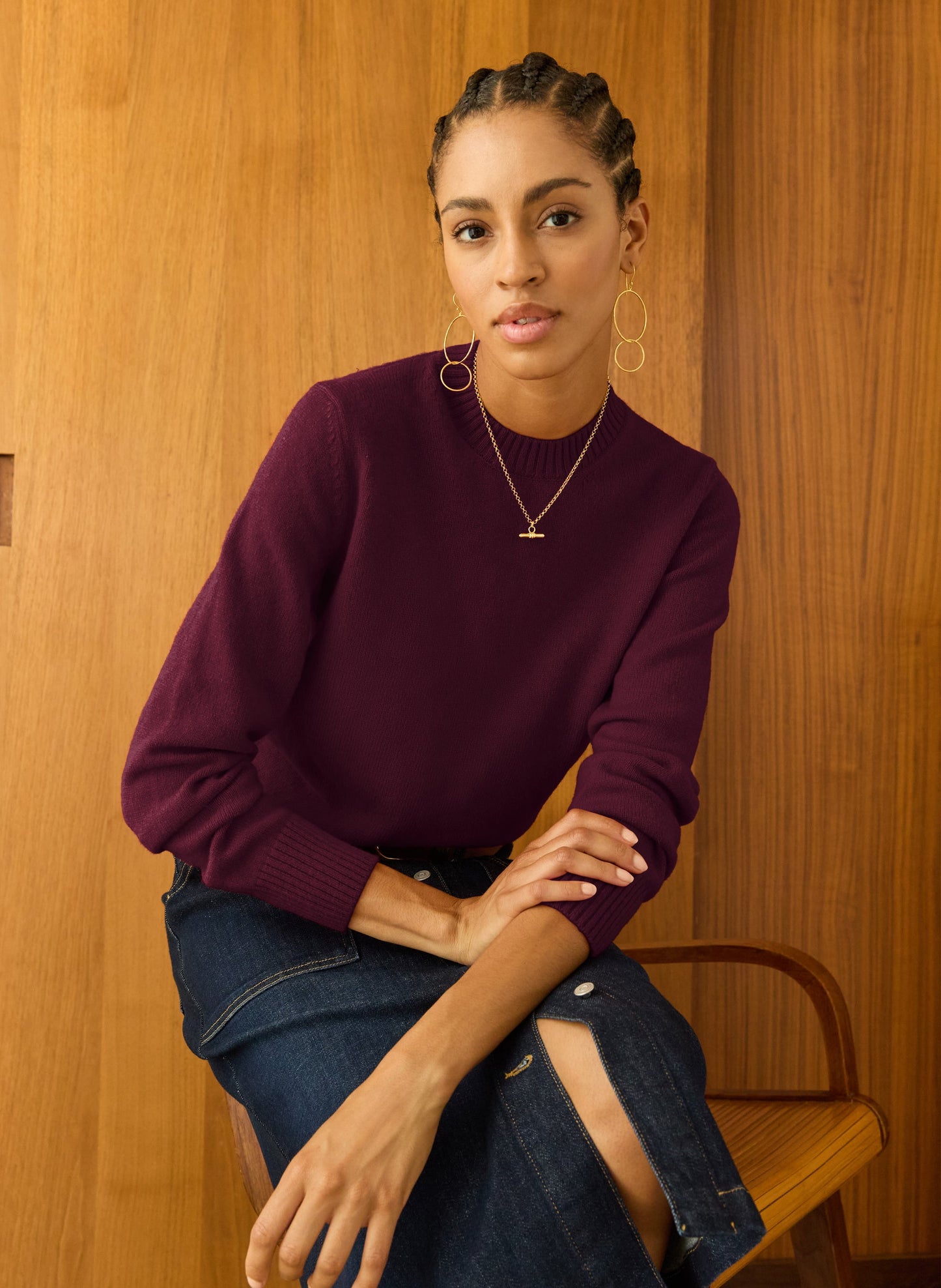 Zucca Wool Blend Crew Neck Jumper Burgundy