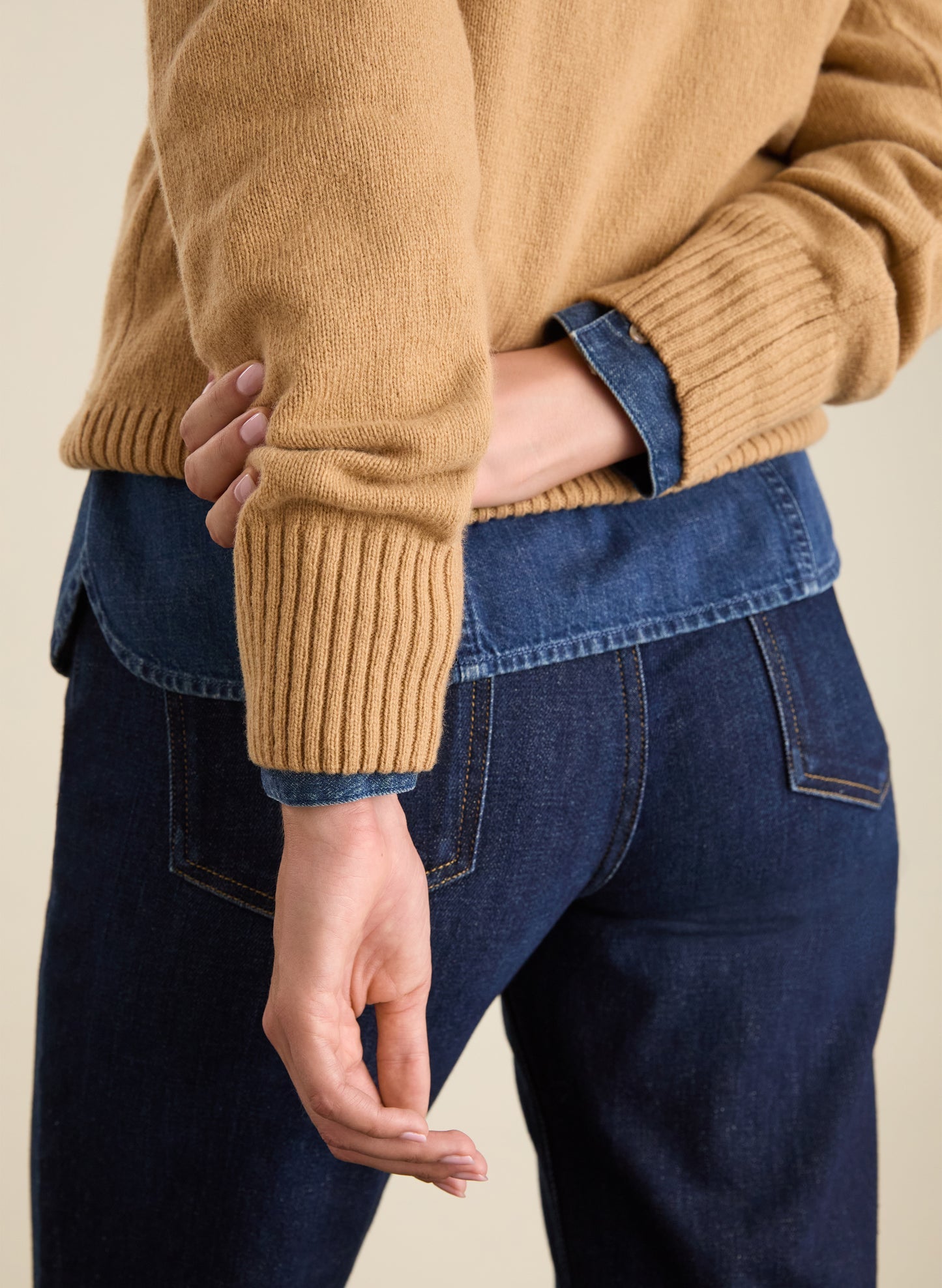 Zucca Wool Blend Crew Neck Jumper Taupe