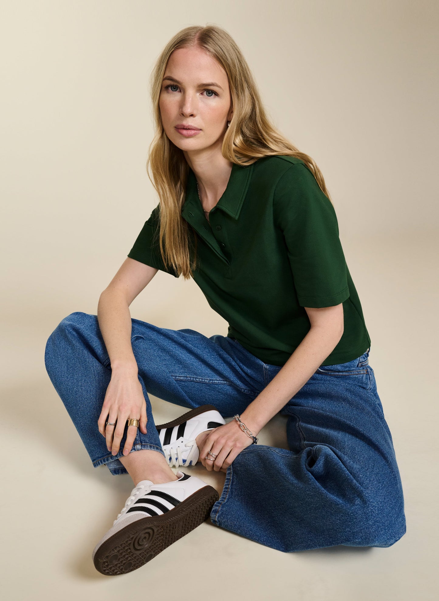 Margaret Regenerative Cotton Polo Tee / Forest Green