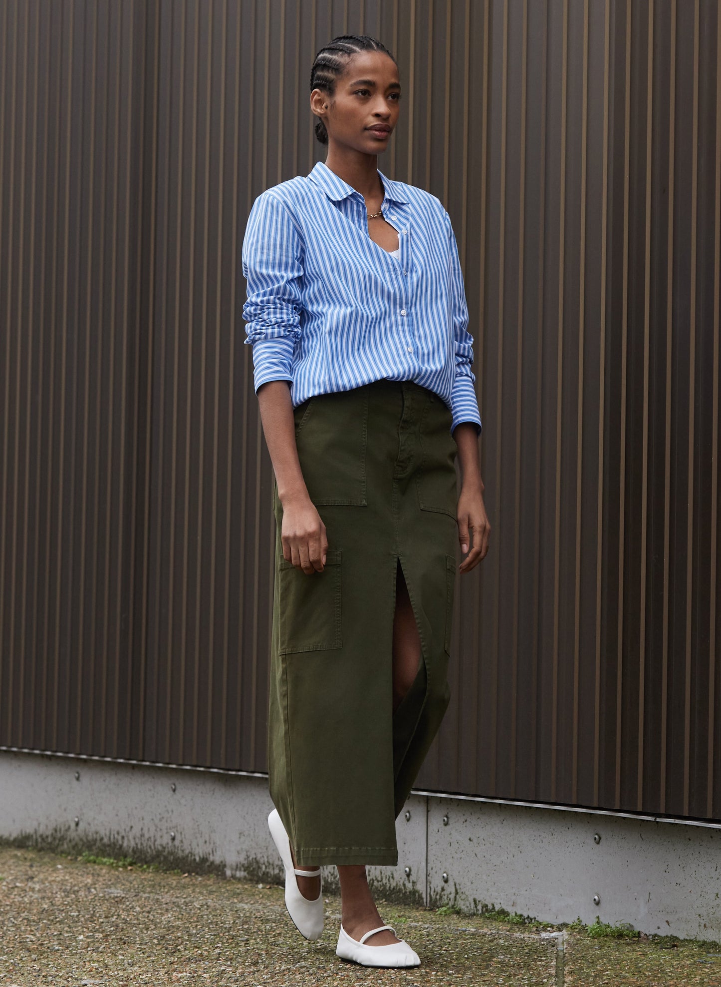 Irma Organic Cotton Skirt Dark Olive