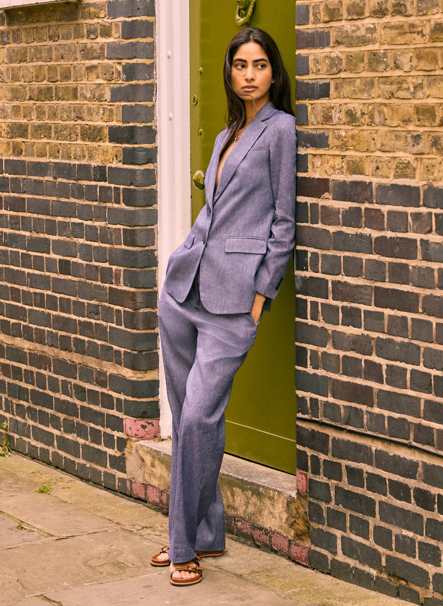 Giselle Linen & Cotton Blend Trousers / Indigo