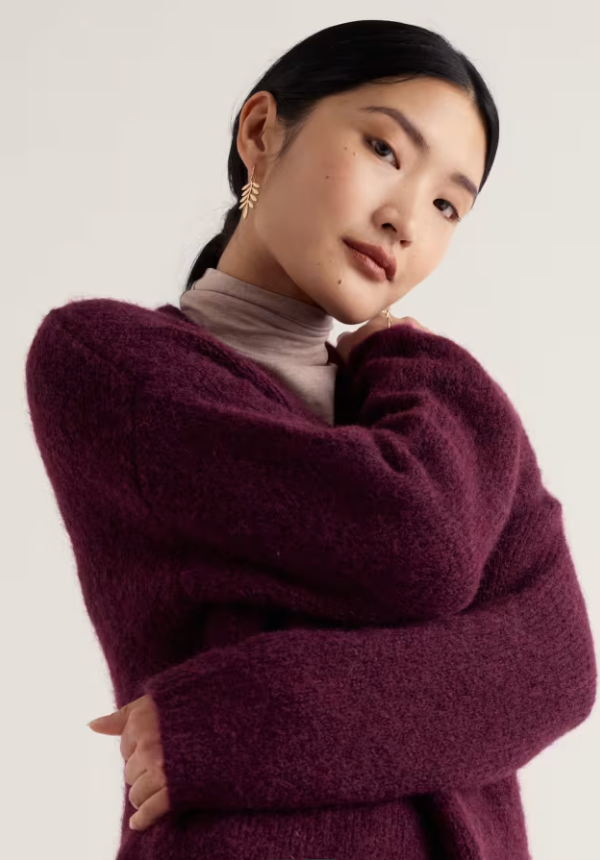 Autumn Sun Long Knitted Cardigan - Dark Hellebore