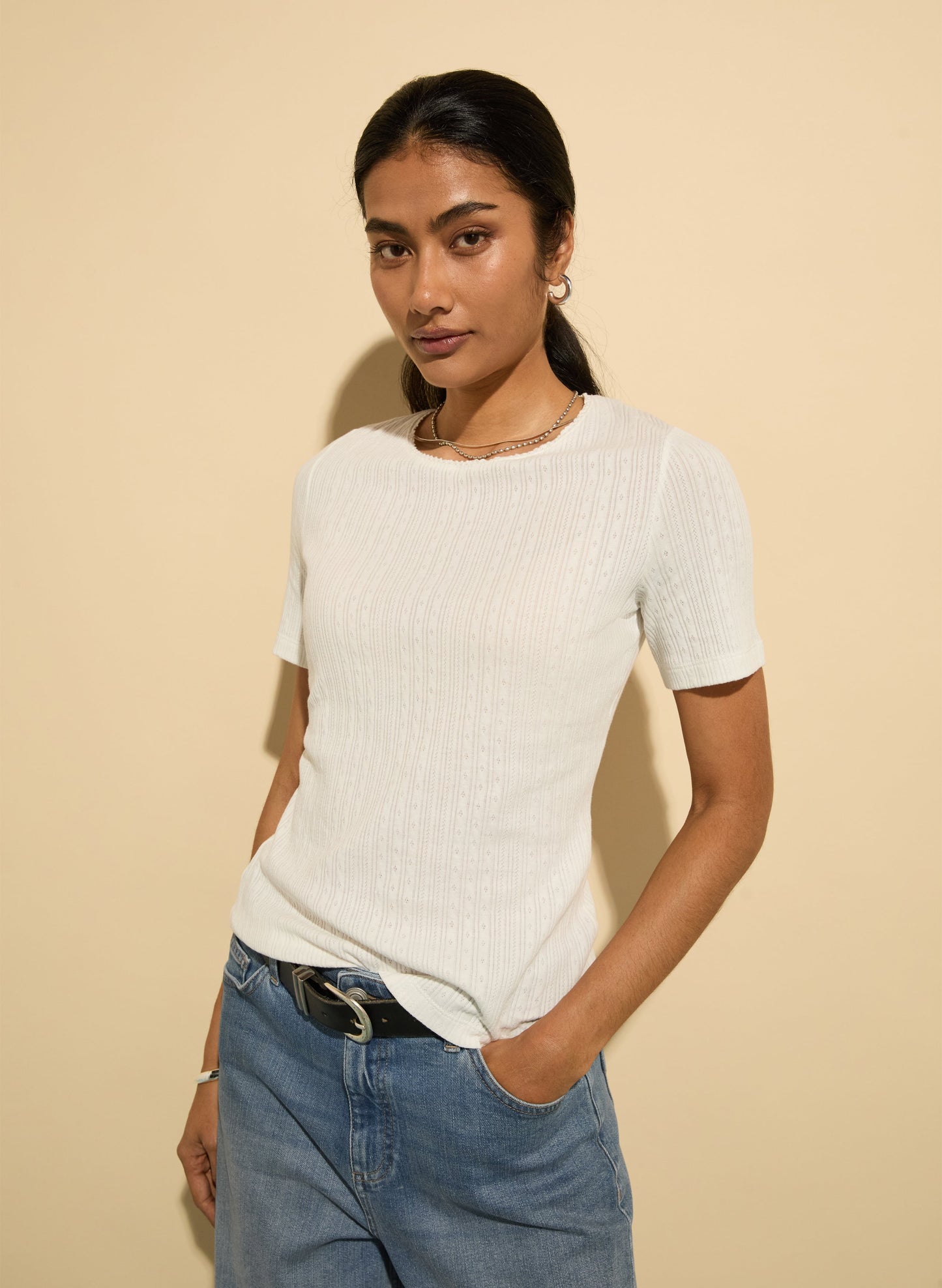 Gabriella Organic Pretty Rib Tee / Pure White