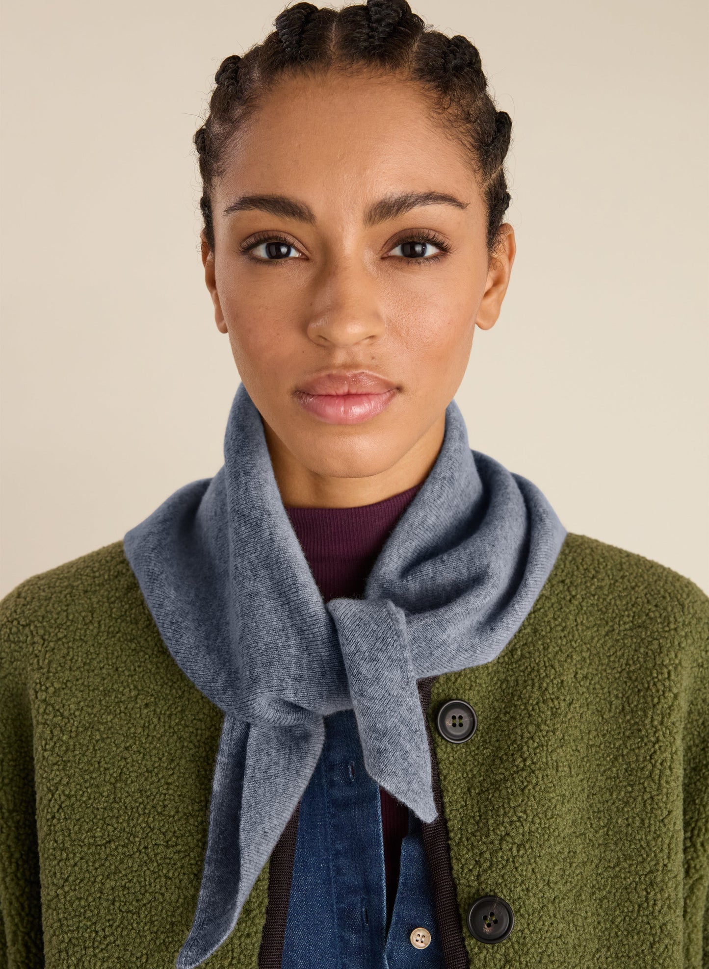 Niamh Wool Blend Triangle Scarf - One Size / Grey Marl