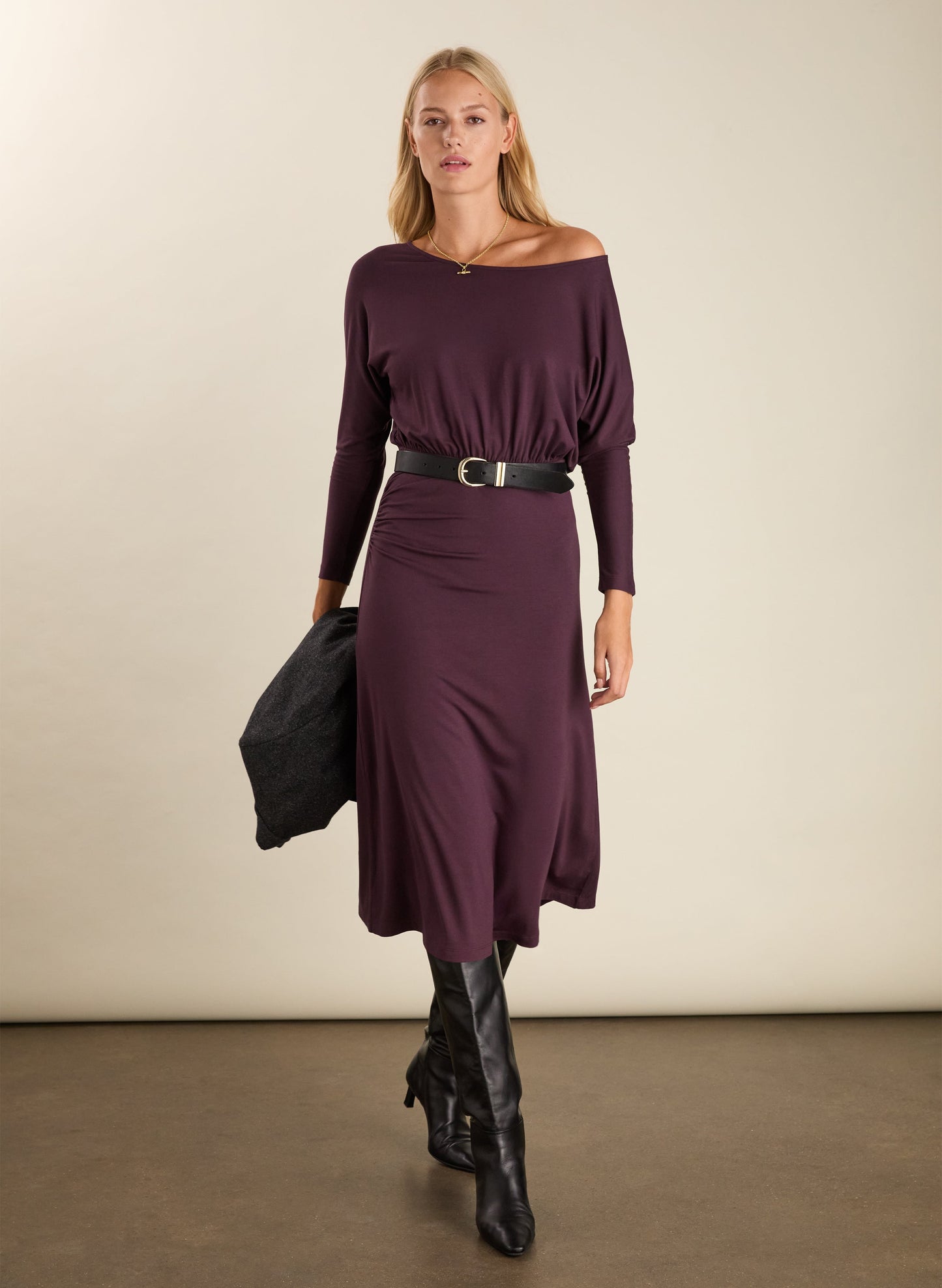 Sarah Jersey Midi Dress / Plum