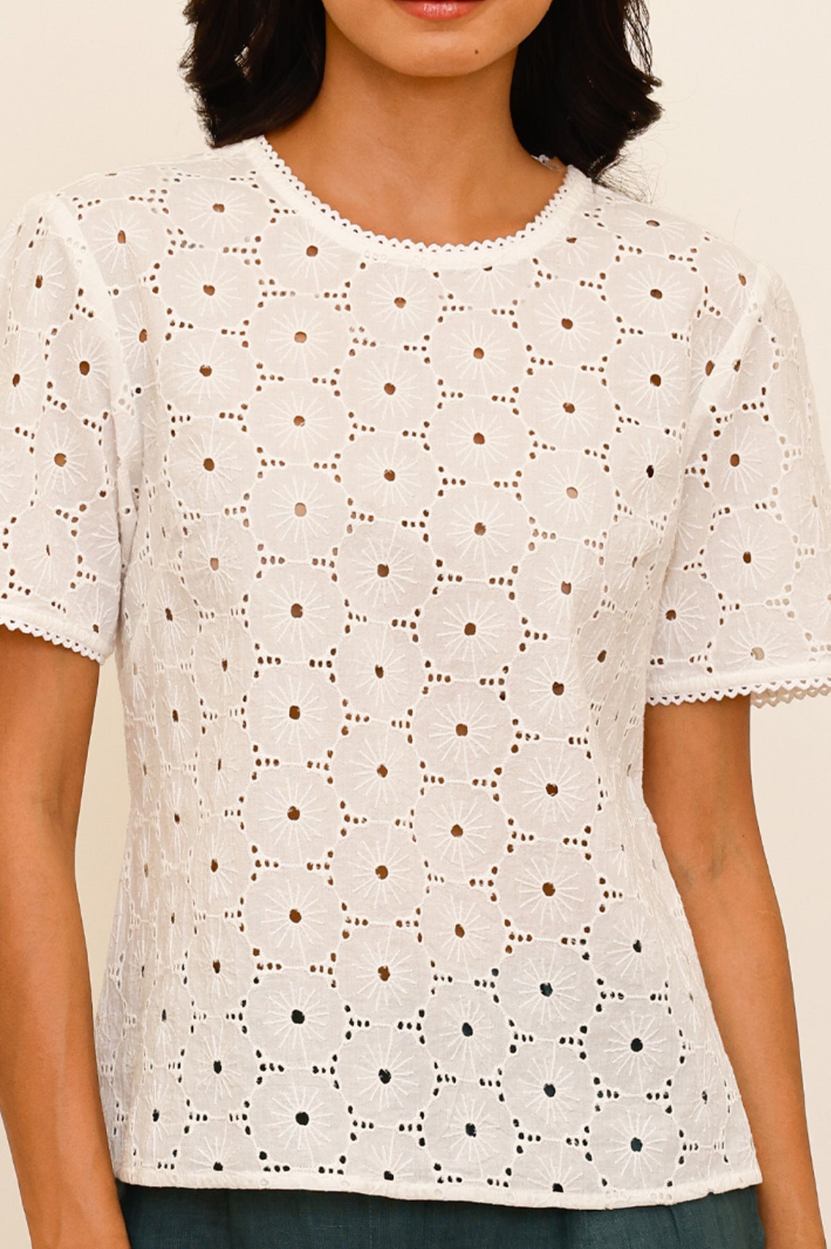 Broderie Cotton Blouse - Ivory