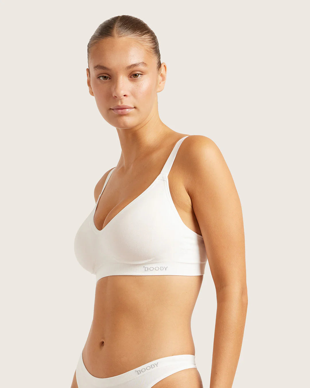 Wireless Full Bust Bamboo T-shirt Bra - White
