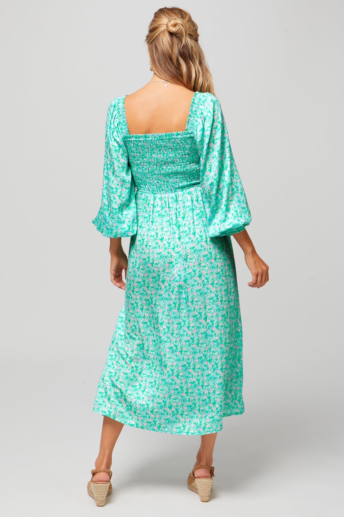 Nancy Dress - Meadow Bloom Green Floral