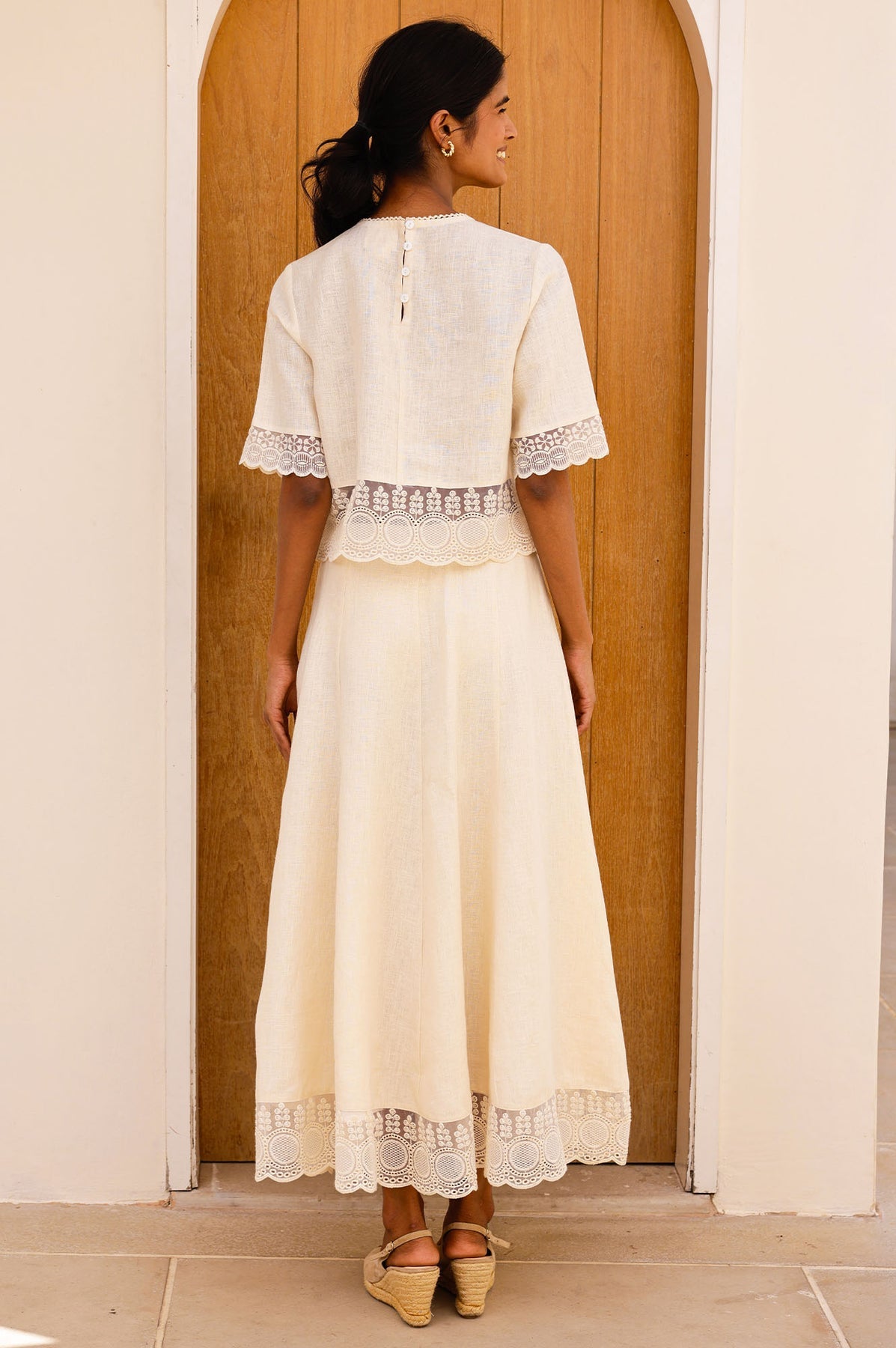 Linen Lace Top - Buttermilk Cream