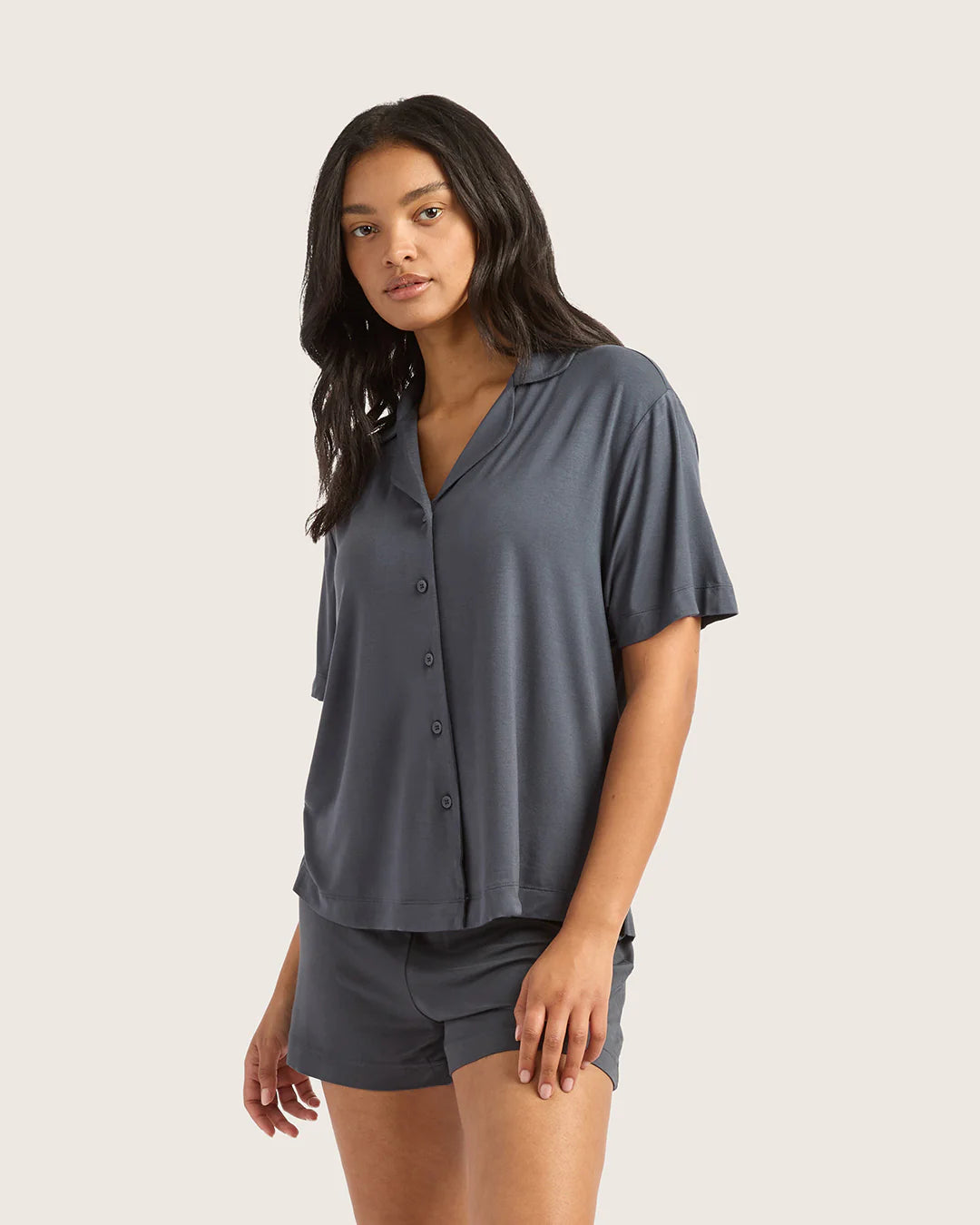 Bamboo Short Sleeve Sleep Shirt - Storm