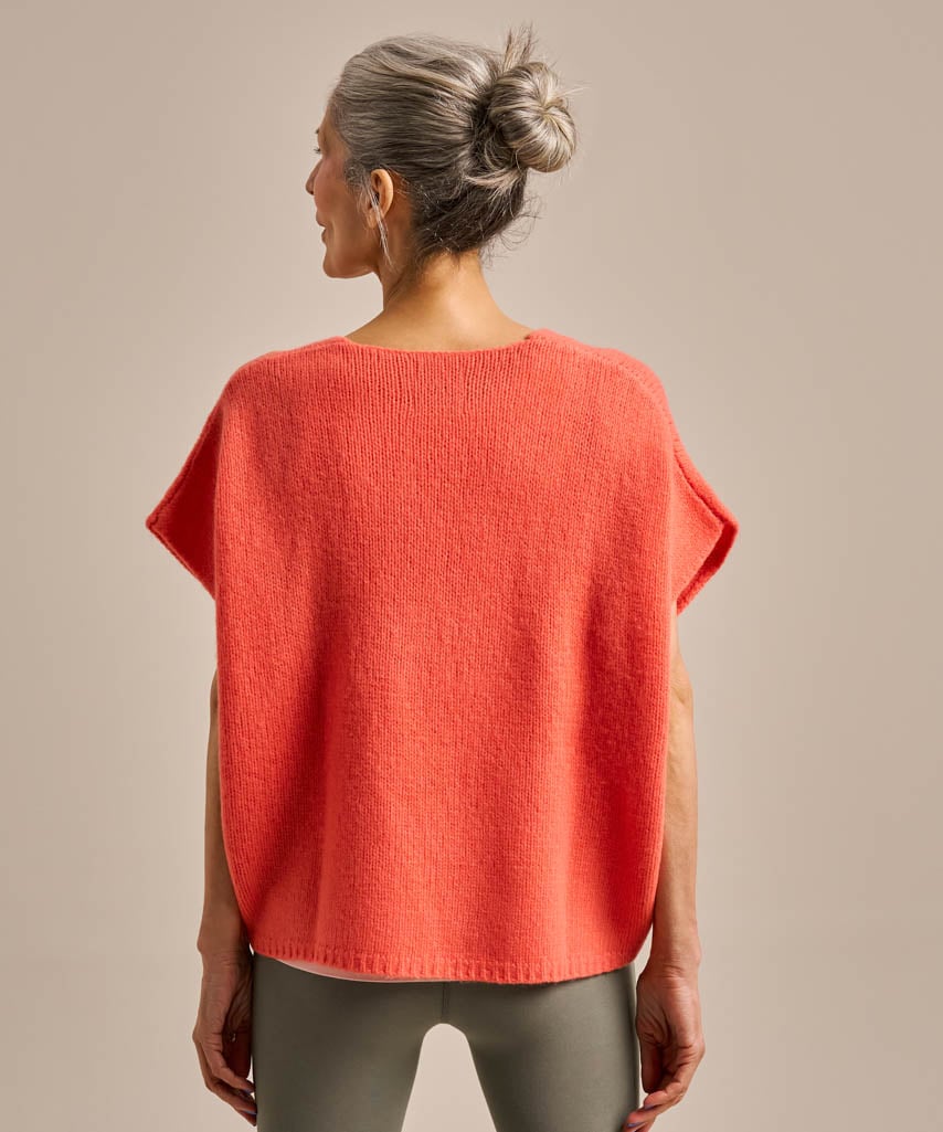 Sleeveless Boxy Layering Knitted Top - Coral Glow