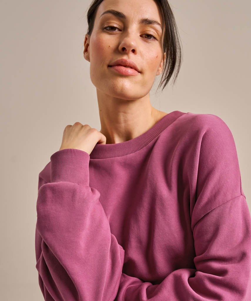 Longline Pleated Back Sweatshirt - Smokey Burgundy