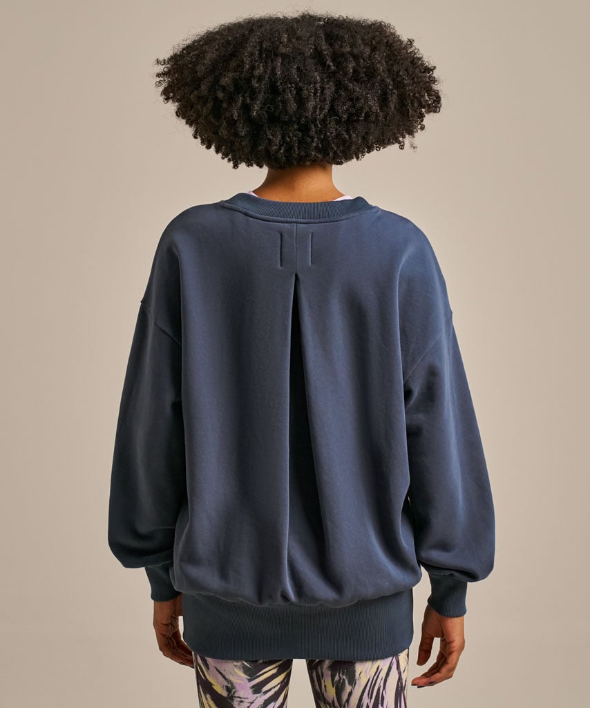 Longline Pleated Back Sweatshirt - Storm Navy