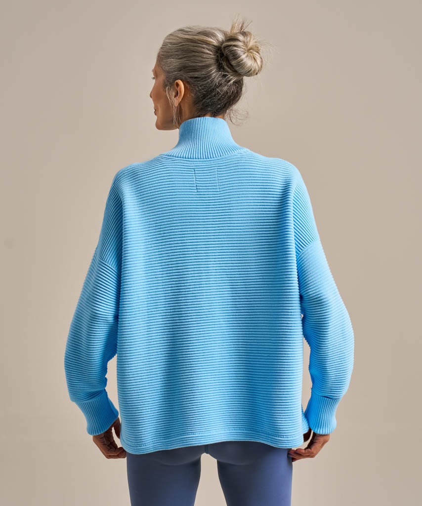 Ribbed Half Zip Jumper - Dawn Blue