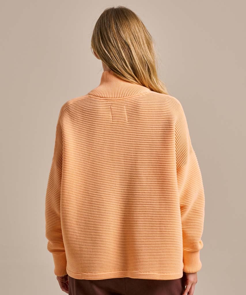 Ribbed Half Zip Jumper - Soft Apricot